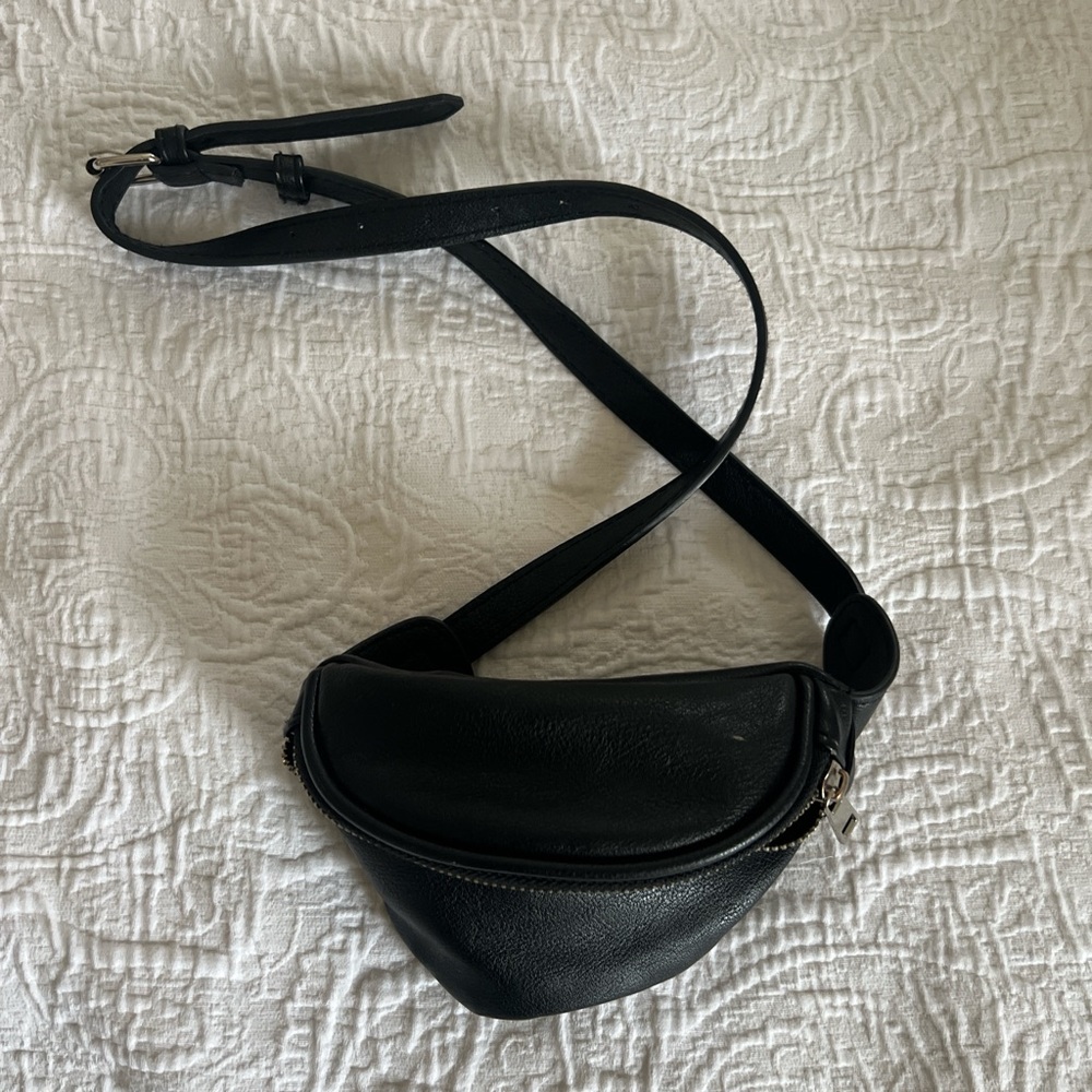 Black Leather Fanny Pack